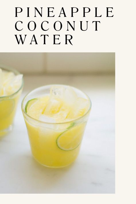 This quencher made with pineapple juice, coconut water, lime, and straight ginger juice. It is invigorating, fragrant, hydrating, and a pure, intense shade of yellow that somehow tips us off to its strength and vitality before ever picking up the glass. Pineapple Coconut Water, Coconut Water Recipes, 101 Cookbooks, Juice Coconut, Healthy Nutrition Plan, Ginger Juice, Pineapple Coconut, Water Recipes, Pineapple Juice