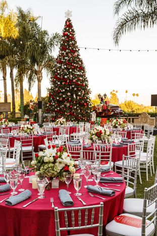 Christmas In July Wedding Theme, Christmas In July Wedding, Red Table Settings, Christmas Wedding Themes, Holiday Party Ideas, July Events, Summer Christmas, July Wedding, Party Inspo