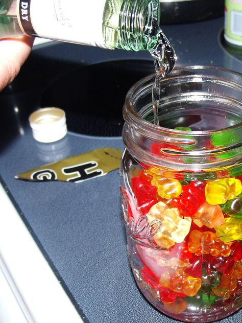 Alcohol Gummy Bears, Flavored Alcohol, Football Party Ideas, Bear Recipes, Themed Drinks, Buddy The Elf, Painted Mason Jars, Football Party, Alcohol Recipes