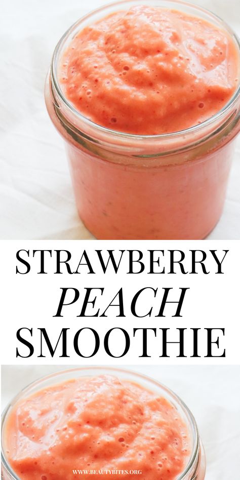 Smoothie Recipes Peach, Strawberry Peach Smoothie, Smoothie Without Banana, Peach Oatmeal, Peach Smoothie Recipes, Peach Smoothie, Smoothie Recipes Strawberry, Strawberry Shake, I Lied