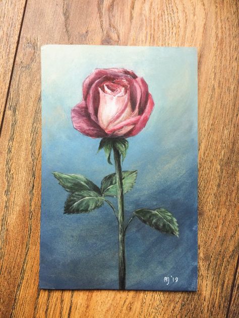 Single Rose Painting, Paintings With Acrylic Paint, Roses Acrylic Painting, Rose Painting Acrylic, Painting Universe, Stuff To Paint, Painting Stuff, Art Theory, Watercolour Paint