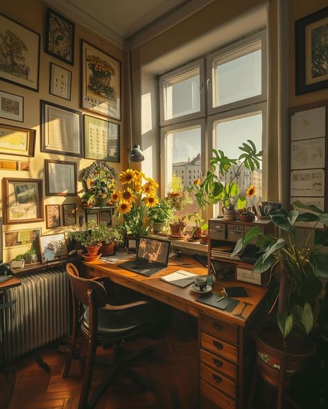 Cozy Writing Spaces, Cozy Hobby Room, Cottage Core Desk, Chill Rooms, Cottage Core Office, Art Workspace, Cozy Decor Ideas, Writing Studio, Cozy Workspace