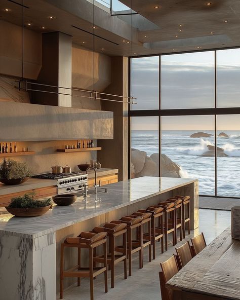 (5) Facebook Modern Beach House Kitchen Ideas, Mansion Interior Kitchen, Room With Ocean View, Mallorca Villa, Ocean View Kitchen, Lovely Houses, Emirates Palace, Most Beautiful Homes, Beautiful Boards