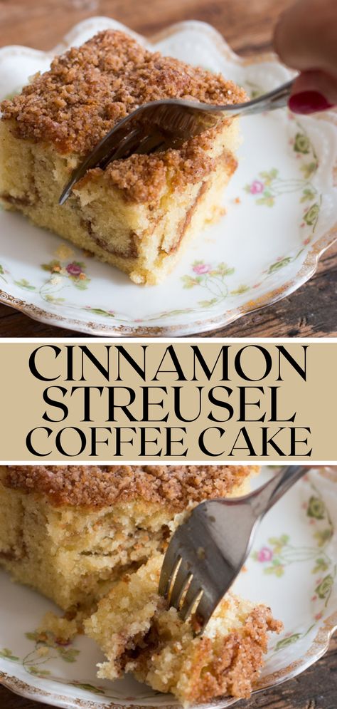 ☕ Looking for the perfect cake to go with your morning coffee? This tender, delicate sour cream cake with layers of cinnamon streusel is the perfect coffee cake. Cinnamon Streusel Cake, Cake Mix Coffee Cake, Cinnamon Streusel Coffee Cake, Breakfast Coffee Cake, Coffee Cake Recipes Easy, Streusel Cake, Streusel Coffee Cake, Coffee Cake Muffins, Cinnamon Coffee Cake