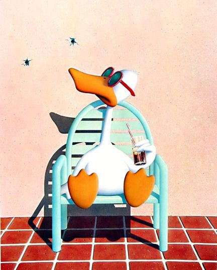 Michael Bedard, Sitting Duck; since the early 1980's, I laugh out loud every time I see this print Aflac Duck, Sitting Duck, Duck Cartoon, Bathroom Artwork, Duck Art, A Duck, Rubber Ducky, Whimsical Art, Artsy Fartsy