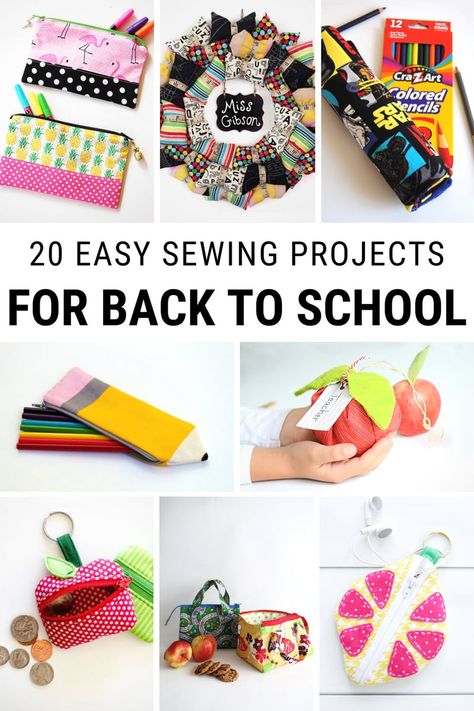 Easy Back to School Sewing Projects - Get ready for a new school year with these easy back to school sewing projects. Make unique, affordable teacher gifts; backpacks & organizers for kids; etc. #sewing  #backtoschool School Sewing Projects, Affordable Teacher Gifts, Diy Back To School, Sewing Projects Free, Backpack Organization, Sewing School, Free Sewing Patterns, Free Sewing Pattern, Sewing Space