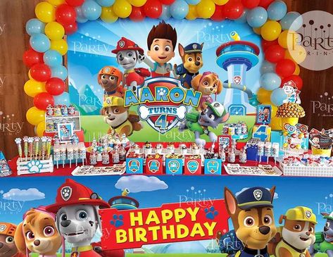 Check out this awesome Paw Patrol  PAW-ty! The backdrop and balloons are amazing!! See more party ideas and share yours at CatchMyParty.com #pawpatrol #boybirthday Paw Patrol Theme, Paw Patrol Birthday Decorations, Paw Patrol Party Decorations, Paw Patrol Birthday Theme, Paw Patrol Decorations, Paw Party, Paw Patrol Birthday Cake, Paw Patrol Cake, Paw Patrol Birthday Party