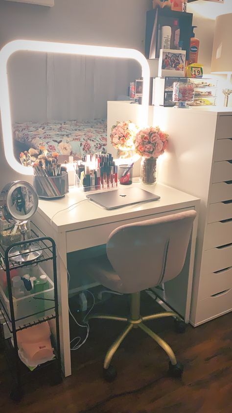 Mickie Desk Ikea, Desk And Vanity In One Small Spaces, Alex Drawers Desk, Study And Makeup Desk, Vanity Desk Ikea, Desk Vanity Ideas, Desk/vanity Ideas, Organizers For Desk, Ikea Corner Desk