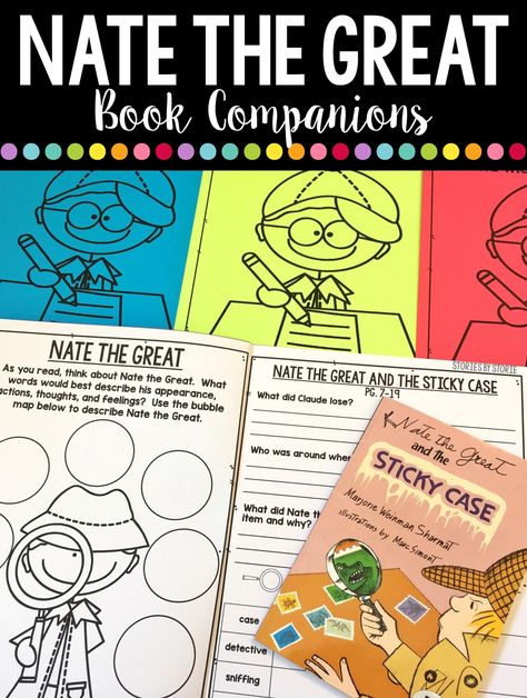 Nate the Great books are great for first and second grade readers. These book companions have comprehension questions, vocabulary practice, sequence of events practice, a mystery message, and more. Writing For Second Grade, The Great Series, Nate The Great, Mystery Genre, Procedural Writing, My Favorite Books, Literacy Lessons, Library Lessons, 2nd Grade Reading