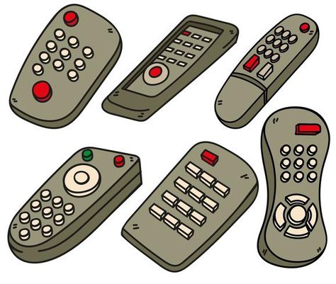 Vector TV Remote Set Tv Remote Drawing, Remote Drawing, Inktober 2024, Small Doodle, News Flash, Tv Remote Controls, Retro Tv, Cartoon Images, Old Tv