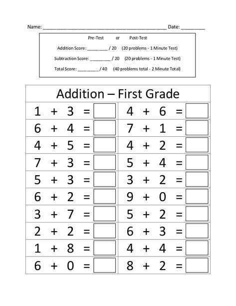 First grade addition subtraction timed test Worksheets 1st Grade, First Grade Addition, Math Board, Free Printable Math Worksheets, Math Subtraction, Addition And Subtraction Worksheets, 1st Grade Math Worksheets, Printable Math Worksheets, Subtraction Worksheets