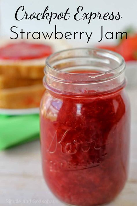 Slow Cooker Strawberry Butter, Slow Cooker Strawberry Jam, Crockpot Strawberry Butter, Crockpot Strawberry Jam, Crockpot Jelly Recipes, Crockpot Jam Recipes, Crock Pot Jam, Crockpot Express Recipes, Crockpot Jam