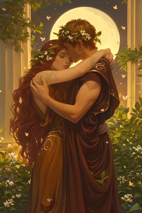 Romantic Embrace Reference, Enemies To Lovers Art Reference Poses, Fantasy Lovers Art, Romantism Art Romanticism, Mistletoe Drawing, Intimate Paintings, Painting Of A Couple, Eros And Psyche, Contrast Art