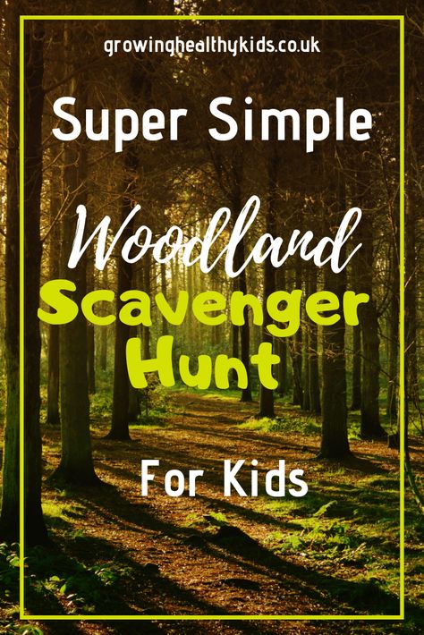 Simple Woodland Scavenger Hunt With Free Printable! - Growing Healthy Kids Kids Scavenger Hunt, Nature Hunt, Scavenger Hunt For Kids, Activities For Boys, Scavenger Hunts, Engage Kids, Get Active, List Of Activities, Fun Activities To Do