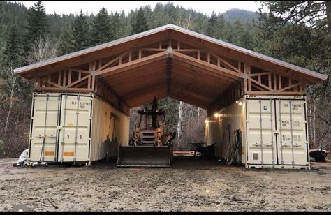 Shipping Container Barn, Atv Storage, Construction Garage, Shipping Container Sheds, Container Cabin, Shipping Container House Plans, Container Buildings, Converted Barn, Cargo Container