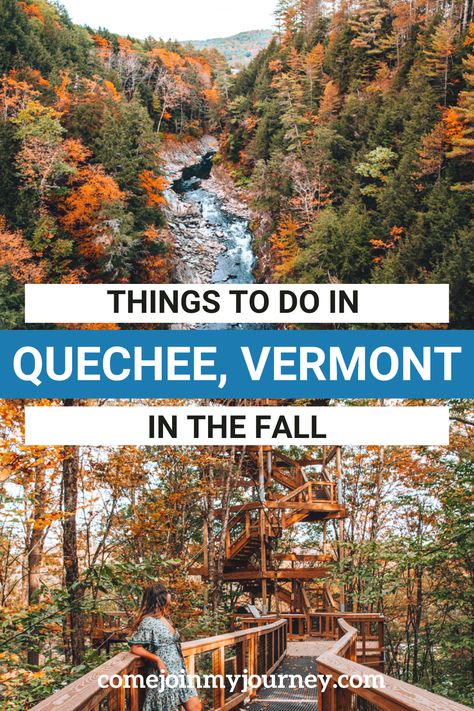 Guide to the best things to do in Quechee, VT, including the best attractions in Quechee and fun things to do nearby. This village in Vermont has plenty of fun things to do year round! Killington Vermont Things To Do, Quechee Gorge Vermont, Vermont Hiking, Quechee Vermont, Vermont In The Fall, Visit Vermont, Vermont Travel, Vermont Vacation, Vermont Fall