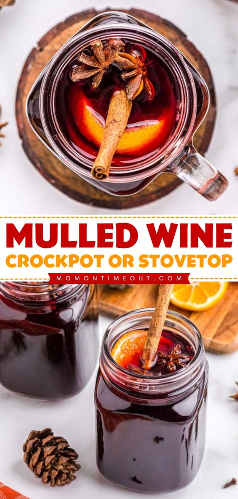 Need a fall cocktail recipe for a party? Learn how to make Mulled Wine in the crockpot or on the stovetop! Easy and delicious, this is the BEST spiced wine. Warm up with this fall drink idea all season long! Fall Wine Night Ideas, Mulled Wine Recipe Crockpot, Mulled Wine Crockpot, Simple Mulled Wine Recipe, Best Mulled Wine Recipe, Spiced Wine Recipe, Frozen Sangria, Wassail Recipe, Red Wine Recipe