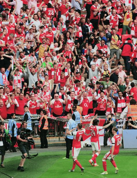 Aaron Ramsey of Arsenal celebrates scoring his sides second goal in front of the Arsenal fans during the Emirates FA Cup Final between Arsenal and Chelsea at Wembley Stadium on May 27, 2017 in London, England. Arsenal Fans, Aaron Ramsey, Emirates Stadium, Fa Cup Final, Wembley Stadium, Arsenal Fc, Fa Cup, Cup Final, May 27