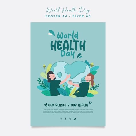 Vector world health day poster design wi... | Premium Vector #Freepik #vector Health Poster Drawing, Health Event Poster, World Health Day Poster Design, Health Day Poster Design, World Health Day Poster, Health Day Poster, Garden Background, Health Fair, World Health Day