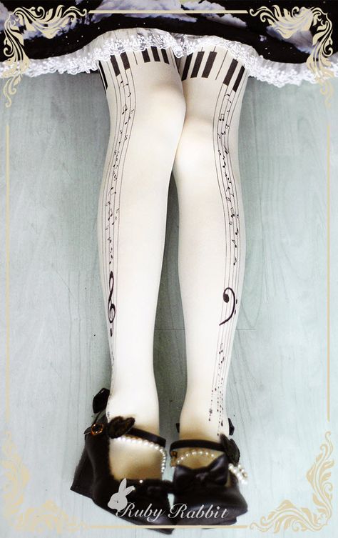 Restocked: Ruby Rabbit Piano Printed Lolita Tights Ruby Rabbit, Tokyo Street Fashion, Grunge Look, Musical Notes, Design Girl, Grunge Goth, 90s Grunge, Socks And Tights, Soft Grunge