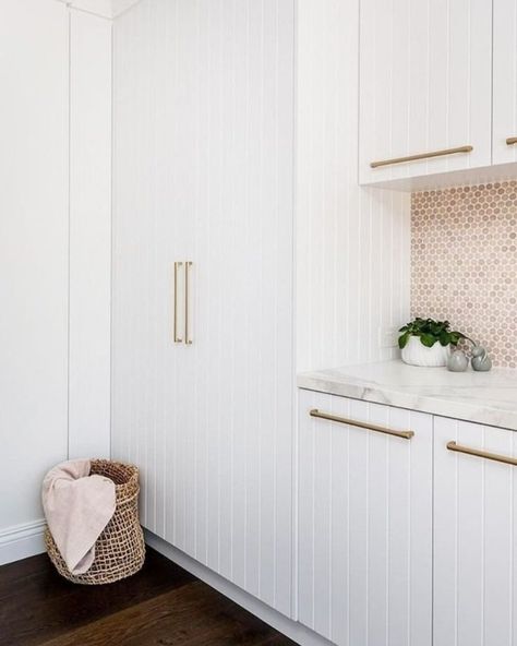 4 ways to use VJ panelling in your home — KW Cabinets Vj Panelling Bathroom, Vj Panelling, Laundry Cupboard, Modern Cabinet Hardware, Kitchen Island Bench, Kitchen Cupboard Doors, Linen Cupboard, Drawer Pulls And Knobs, Black Cabinet