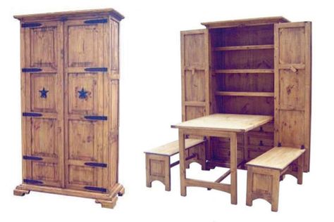 "Cowboy kitchen" pantry and murphy dining table and benches Cowboy Kitchen, Dining Furniture Makeover, Rustic Dining Furniture, Furniture Sketch, Sala Grande, Furniture Ads, Innovative Furniture, Furniture Bookshelves, Furniture Showroom