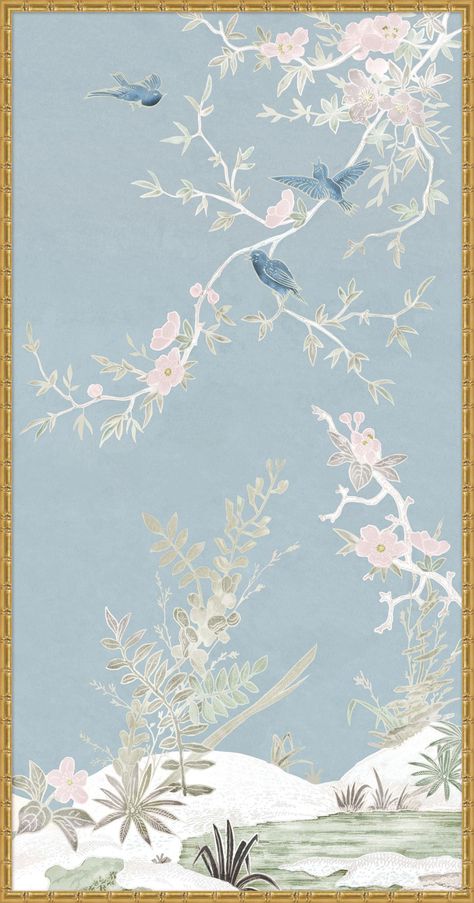 Spring Haven Chinoiserie 3 Chinoiserie Wall Panels, August Pictures, Chinoiserie Wall Art, Chinoiserie Motifs, Lillian August, Spring Wall Art, Blue Chinoiserie, Chinoiserie Wall, Wendover Art Group