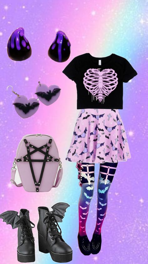 pastel goth outfit #pastelgoth #altoutfitinspo Gothic Winter Outfit, Goth Glasses, Pastel Goth Tumblr, Cute Goth Outfits, Shifting Outfits, Purple Goth, Pastel Goth Outfits, Scene Goth, Goth Outfit