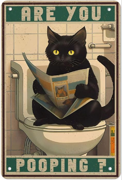 Poster Prints Funny, Cat Newspaper, Art For Bathroom, Poster Cat, Coffee Cat, Poster Diy, Cat Poster, Cat Posters, Poster Retro