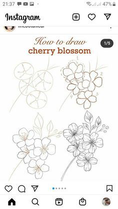 Flower Sketches Tutorial, How To Draw Tattoo Flowers, Floral Drawing Tutorial, Drawing Easy Flowers Simple, Easy Flower Sketches Step By Step, Free Drawing Course, How To Draw Japanese Flowers, Tutorial Flower Drawing, Flower Drawing Simple Step By Step