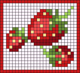 Alpha pattern #91863 | BraceletBook Fruit Pixel Art Grid, Strawberry Crochet Graph, Strawberry Pixel Art Grid, Strawberry Tapestry Crochet, Strawberry Grid Pattern, Strawberry Pixel Grid, Pixel Art Pattern Flower, Alpha Patterns Cross Stitch, Strawberry Perler Bead Pattern