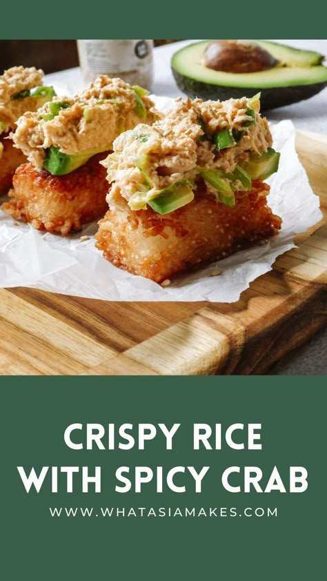 Spicy Crab Recipes, Crab And Avocado, Crab Recipe, Sushi Recipes Homemade, Spicy Crab, Crispy Rice, Spicy Tuna, Crab Recipes, Sushi Recipes