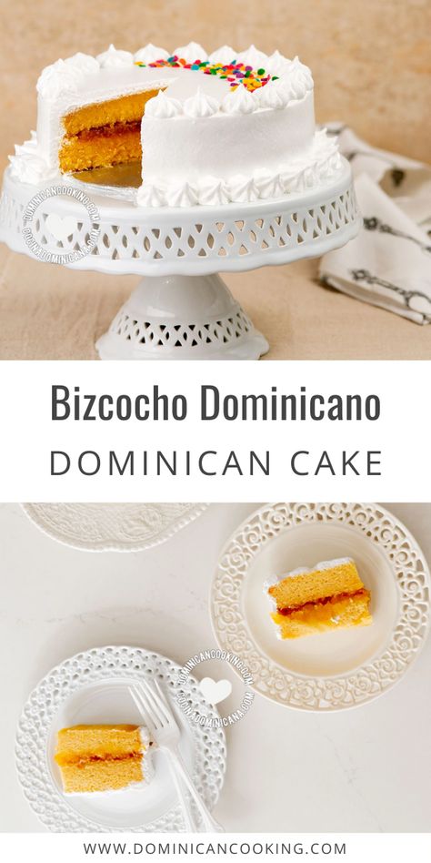 Dominican Cake on a plate Cake Dominicano Receta, Dominican Cake Recipe Pineapple, Dominican Pineapple Cake, Dominican Dessert Recipes, Dominican Recipes Desserts, Caribbean Birthday Cake, Dominican Cake Recipe How To Make, Dominican Food Desserts, Dominican Republic Cake