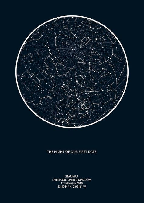 Star Map Poster, The Night Sky Custom Star Map, Star Sky Map, Night Sky Constellations, God Eye, Star Map Art, Venus Star, Night Sky Map, The Night We Met