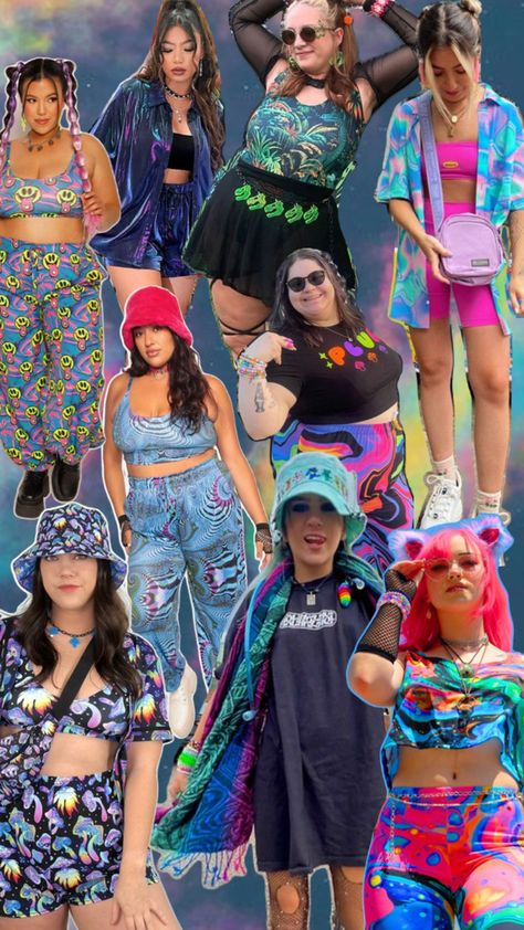 Here’s some rave outfit inspo that offers a bit more coverage for the modest raver Mid Size Rave Outfits, Modest Rave Outfits Edm, Modest Rave Outfits, Rave Outfits Edm, Festival Rave Outfit, Rave Party, Rave Outfit, Outfits For Women, Mid Size