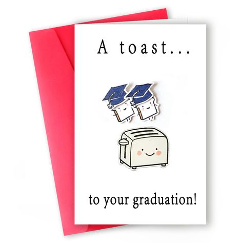 PRICES MAY VARY. Congratulations on graduation, new job, promotion, thank or just to let them know you are proud of them with this funny card. Funny graduation card suitable for anyone of any age and any occasion, for birthday or anniversary is a unique gift for someone. The inside of the card is blank, leaving enough space for your ideas, and comes with a high-end and beautiful envelope. Size is 8" x 5.3" inches. This size can be the perfect gift for your son, daughter, husband, wife, parents o Happy Graduation Card, Funny Toasts, Cute Toast, Congratulation Card, Funny Graduation Cards, Card For Men, Graduation Greetings, Graduation Funny, Happy Graduation