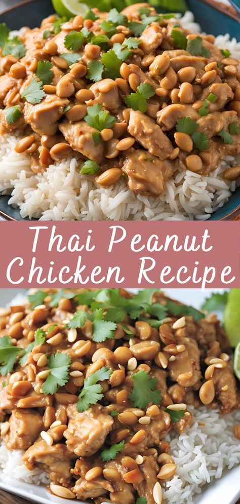 Thai Peanut Chicken Recipe | Cheff Recipes Thai Chicken Patties, Chicken With Thai Peanut Sauce, Thai Peanut Sauce Recipe Dishes, Thai Chicken Wraps With Peanut Sauce, Peanut Butter Recipes Savory, Chicken Thai Recipes, Peanut Thai Chicken, Thai Peanut Sauce Chicken, Chicken Peanut Sauce