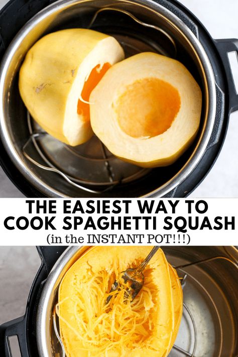 Garlicky Spaghetti, Squash Instant Pot, Instant Pot Spaghetti Squash, Cook Spaghetti Squash, Instant Pot Spaghetti, Cooking Spaghetti Squash, Spaghetti Squash Recipes, Instant Pot Dinner Recipes, Easy Instant Pot Recipes