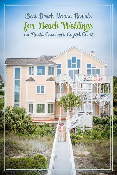 North Carolina Beach Wedding Venues, North Carolina Beach Wedding, Beach House Wedding Reception, Prom Strapless Dress, Isle Wedding, Beach House Wedding, Small Beach Weddings, Beach Wedding Aisles, Emerald Isle Nc