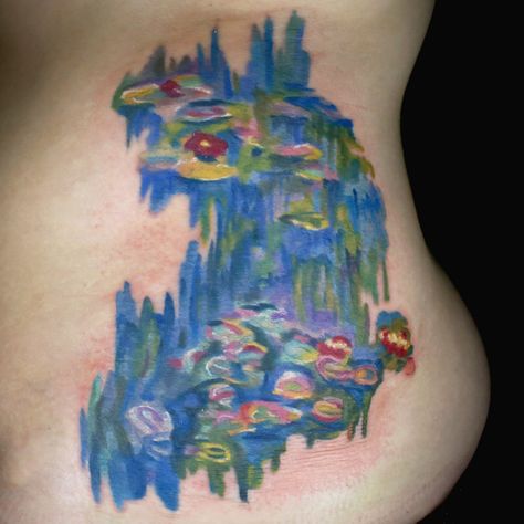 Water Lilies Tattoo by Katie McGowan Water Lilies Tattoo, Katie Mcgowan, Lilies Tattoo, Water Lily Tattoos, Worst Tattoos, Lily Tattoo, Bad Tattoos, Famous Artwork, Ink Master