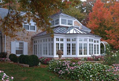 Greenhouse Conservatory, Conservatory Design, Conservatory Garden, Stone House, Colonial House, Winter Garden, Garden Room, My Dream Home, Future House