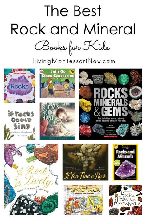 Recommendations of rock and mineral books for babies through elementary-age kids; nonfiction and fiction books for a rocks and minerals unit. Includes a discussion of which books are Montessori friendly - Living Montessori Now #kidlit #childrensbooks #picturebooks #rockandmineralbooks #geologybooks #homeschool Best Homeschool Unit Studies, Geology Activities, Rock Unit, Unit Studies Homeschool, Montessori Books, Nature Books, Montessori Lessons, Kindergarten Rocks, Homeschool Books