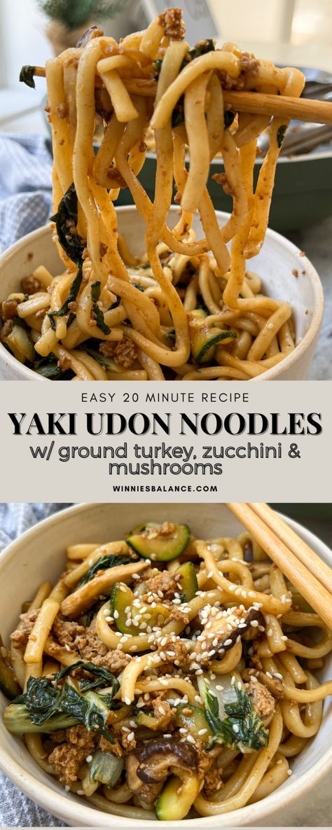 Ground Turkey Udon Noodles, Chicken Yaki Udon, Udon Noodle Stir Fry, Udon Noodles Recipe, Fried Udon, Udon Recipe, Yaki Udon, Noodle Stir Fry, Udon Noodle