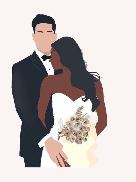 Black And White Relationships, Love Will Find Me, Minimalist Digital Art, Interracial Art, Swirl Couples, Wedding Drawing, Black Woman White Man, Interracial Family, Interracial Wedding