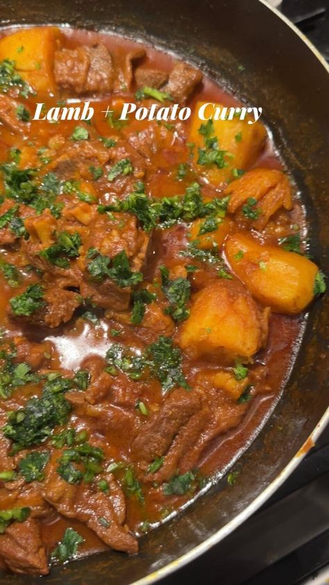 Lamb Potato Curry can be served with steamed rice, naan bread, or roti to soak up the flavorful Lamb And Potato Curry, Easy Lamb Curry, Lamb And Potatoes Recipes, Lamb Curry Slow Cooker, Lamb Pieces Recipes, Curry Lamb Recipes, Lamb Curry Recipes Indian, Curry Lamb Chops, Diced Lamb Recipes