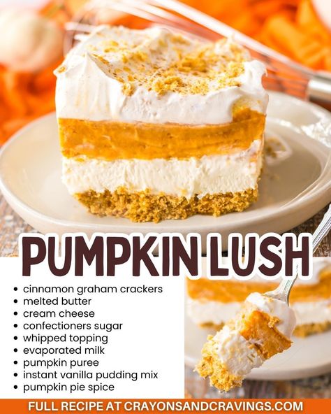 Recipe:... - Crayons & Cravings Crayons And Cravings Recipes, Crayons & Cravings, Pumpkin Raisin Spice Cake, Vanilla Pudding Mix, Vanilla Pudding, Evaporated Milk, Whipped Topping, Pumpkin Pie Spice, Pumpkin Dessert