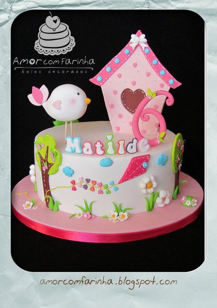 Little bird Cake by AmorcomFarinha Girly Cakes, Bird Cakes, Tiered Cake, Special Occasion Cakes, Novelty Cakes, First Birthday Cakes, Love Cake, Birthday Cake Kids, Fancy Cakes