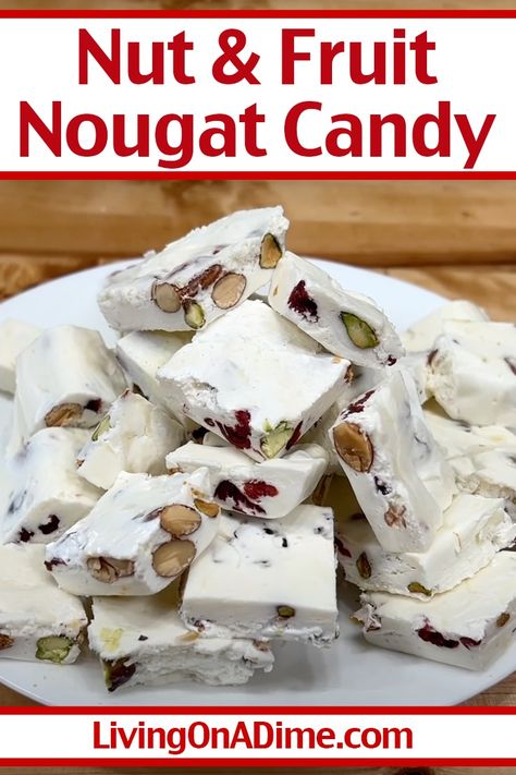 Easy Nougat Candy Recipes: Brach’s-Inspired Christmas Candy at Home! - Living On A Dime Fruit Nougat Candy, Nougat Candy Recipes Easy, Nougat Candy Recipes, Christmas Nougat, Inexpensive Desserts, Nougat Recipe, Nougat Candy, Gluten Free Marshmallows, Fruit Christmas