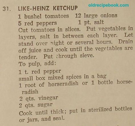 Heinz Ketchup Recipe, 1950s Recipes, Ketchup Recipes, 1950s Food, Ketchup Recipe, Appetizer Sandwiches, Heinz Ketchup, Homemade Condiments, Homemade Alfredo Sauce