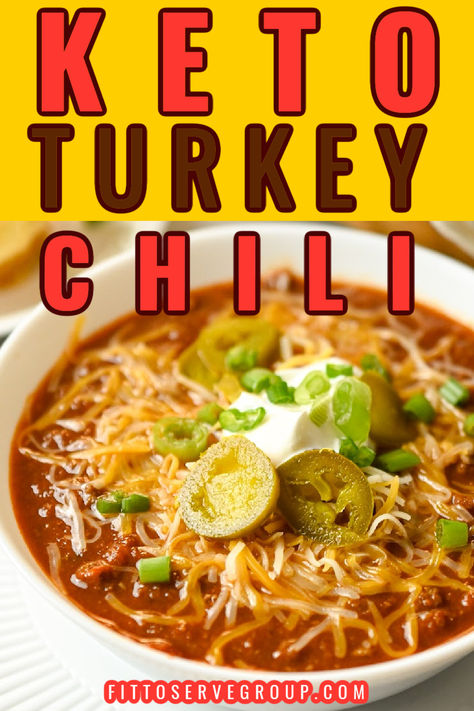 This keto turkey chili is packed with Tex-Mex flavors and can be made easily in a slow cooker or stovetop. Turkey Chili Low Carb, Keto Turkey Chili Crockpot, Keto Chili With Beans, Keto Turkey Chili Recipes, Low Carb Chili Crockpot, Carnivore Turkey Recipes, Keto Chicken Chili Recipes, Keto Leftover Turkey Recipes, Keto Recipes With Turkey